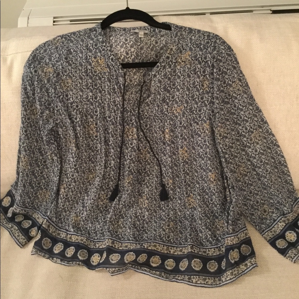 JOIE blue flowered blouse with strings